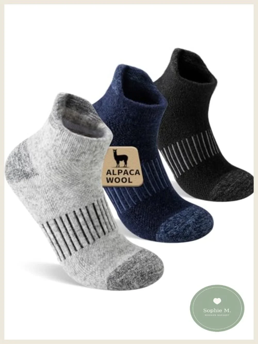 Alpaca Wool Ankle Running Hiking Socks for Men Women 3-Pack